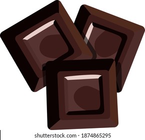 Chocolate cubes, illustration, vector on white background