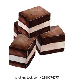 Chocolate cubes watercolor vector design great for cards, banners, headers, party posters or decorate your artwork.