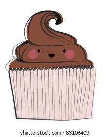 chocolate cup cake illustration/vector