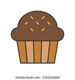 chocolate cup cake, sweets and pastry set, filled outline icon