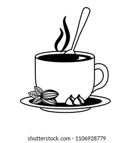 chocolate cup with spoon on dish
