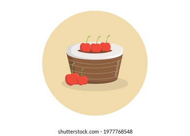 Chocolate Cupcake with Cream and Cherry