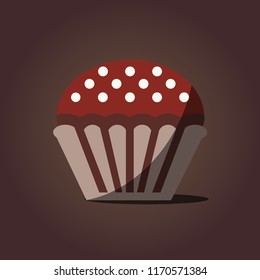 Chocolate cupcake. flat style