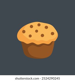 chocolate cupcake in flat vector design.
