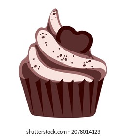 pastel de chocolate con forma de corazón galleta arriba