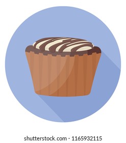
Chocolate cupcake with icing for sweet food as a snack 
