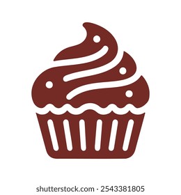 Chocolate Cupcake Icon - Minimalist Vector Dessert Design
