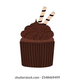 Chocolate Cupcake Illustration - Single Vector