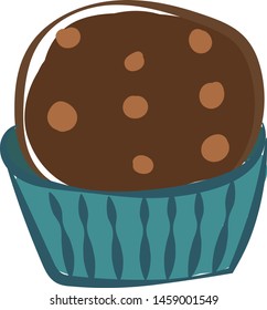 Chocolate cupcake, illustration, vector on white background.