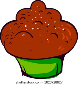Chocolate cupcake, illustration, vector on white background