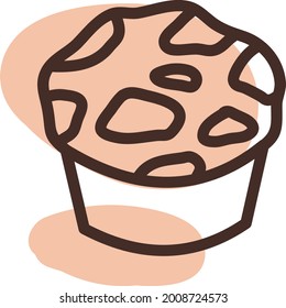 Chocolate cupcake, illustration, vector on a white background.