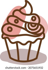 Pastel de chocolate, ilustración, vector, sobre fondo blanco.