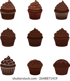 bolinho de chocolate isolado vetor ilustração arte design