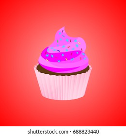 Chocolate cupcake with pink creme