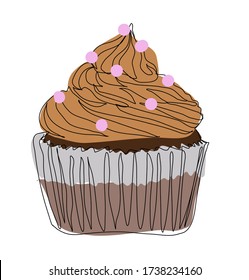 Chocolate Cupcake Sketch Line Art Vector Stock Vector (Royalty Free ...