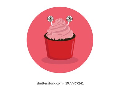 Chocolate Cupcake with Strawberry Cream
