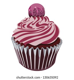 Chocolate cupcake with strawberry pink frosting