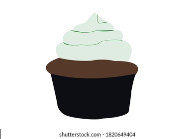 Chocolate Cupcake Topped with Mint Cream