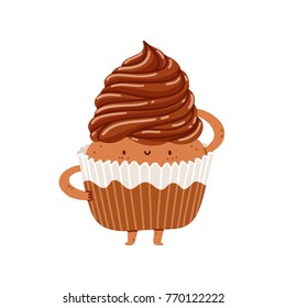 Chocolate cupcake vector character