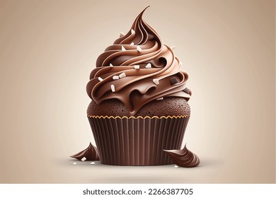 Chocolate cupcake vector design isolated on abstract background.