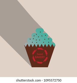 Chocolate cupcake . Vector illustration