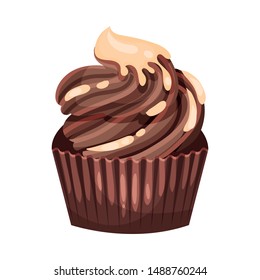 Chocolate Cupcake. Vector illustration on a white background.