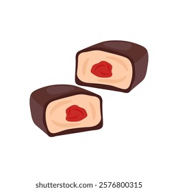 Chocolate Curds, Sweets Vector Illustration Isolated
