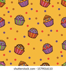  Chocolate cute candies  seamless pattern background.Endless texture for textile ,fabric , wallpaper, web page background, wrapping paper and etc..Endless texture for textile ,fabric , wallpaper, web.