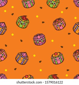  Chocolate cute candies  seamless pattern background.Endless texture for textile ,fabric , wallpaper, web page background, wrapping paper and etc..Endless texture for textile ,fabric , wallpaper, web.