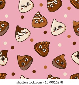  Chocolate cute candies  seamless pattern background.Endless texture for textile ,fabric , wallpaper, web page background, wrapping paper and etc..Endless texture for textile ,fabric , wallpaper, web.