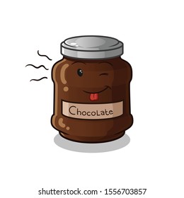 chocolate cute chibi mocking cartoon mascot vector illustration