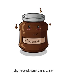 chocolate cute chibi shy cartoon mascot vector illustration