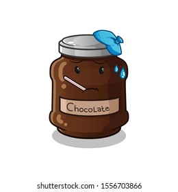 chocolate cute chibi sick cartoon mascot vector illustration