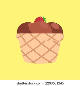 Chocolate day with crunchy cone for sweet lover isolated