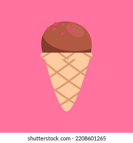 Chocolate day with crunchy cone for sweet lover isolated