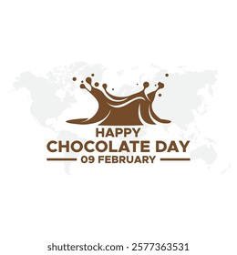 Chocolate Day hand drawn typography logo with heart shape chocolate vector on dark brawn background. Happy chocolate day template, banner, poster, sticker, logo for print items.