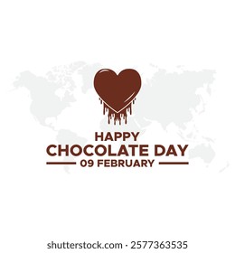 Chocolate Day hand drawn typography logo with heart shape chocolate vector on dark brawn background. Happy chocolate day template, banner, poster, sticker, logo for print items.