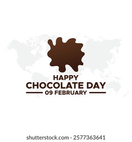 Chocolate Day hand drawn typography logo with heart shape chocolate vector on dark brawn background. Happy chocolate day template, banner, poster, sticker, logo for print items.