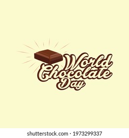 chocolate day lettering typography with chocolate block