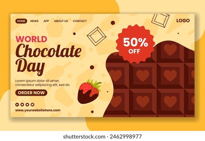 Chocolate Day Social Media Landing Page Cartoon Hand Drawn Templates Background Illustration