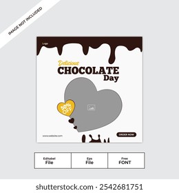 Chocolate day social media post template banner design, 