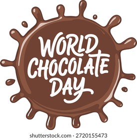 Texto del día de chocolate en salpicadura de chocolate marrón