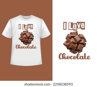Chocolate Day T-shirt,  Unique design. Lovely T-shirt design. I Love Chocolate.