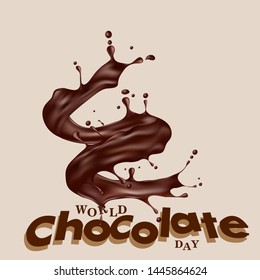 CHOCOLATE DAY Vector hand drawn illustration. Lettering World chocolate day. Idea for poster, postcard
