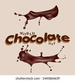 CHOCOLATE DAY Vector hand drawn illustration. Lettering World chocolate day. Idea for poster, postcard