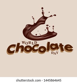 CHOCOLATE DAY Vector hand drawn illustration. Lettering World chocolate day. Idea for poster, postcard