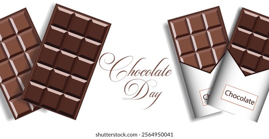 Chocolate Day, World Chocolate Day, Social Media Banner, Milk chocolate pieces, Dark Chocolate.