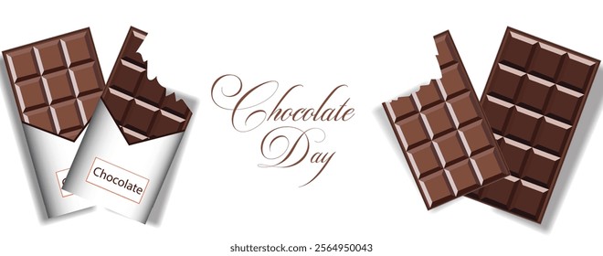 Chocolate Day, World Chocolate Day, Social Media Banner, Milk chocolate pieces, Dark Chocolate.