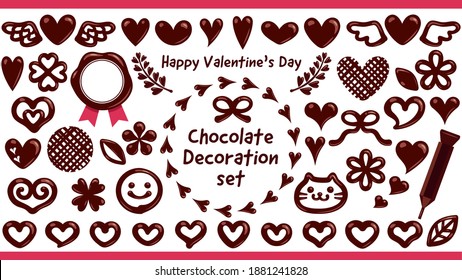 A chocolate decoration illustration material set that looks like it was drawn with a chocolate pen.