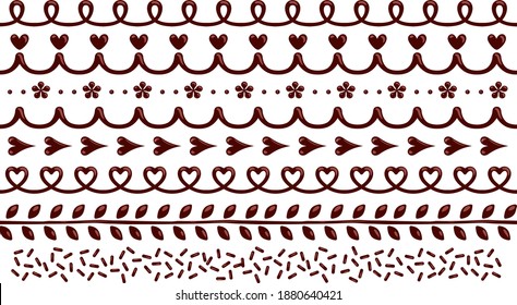 A chocolate decoration line material set that looks like it was drawn with a chocolate pen.